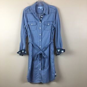 Draper James | Floral Lined Denim Buttoned Dress